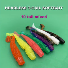 10pcs T tail Soft Bait Soft Worm For Lead Head Hook Bionic Maggot
