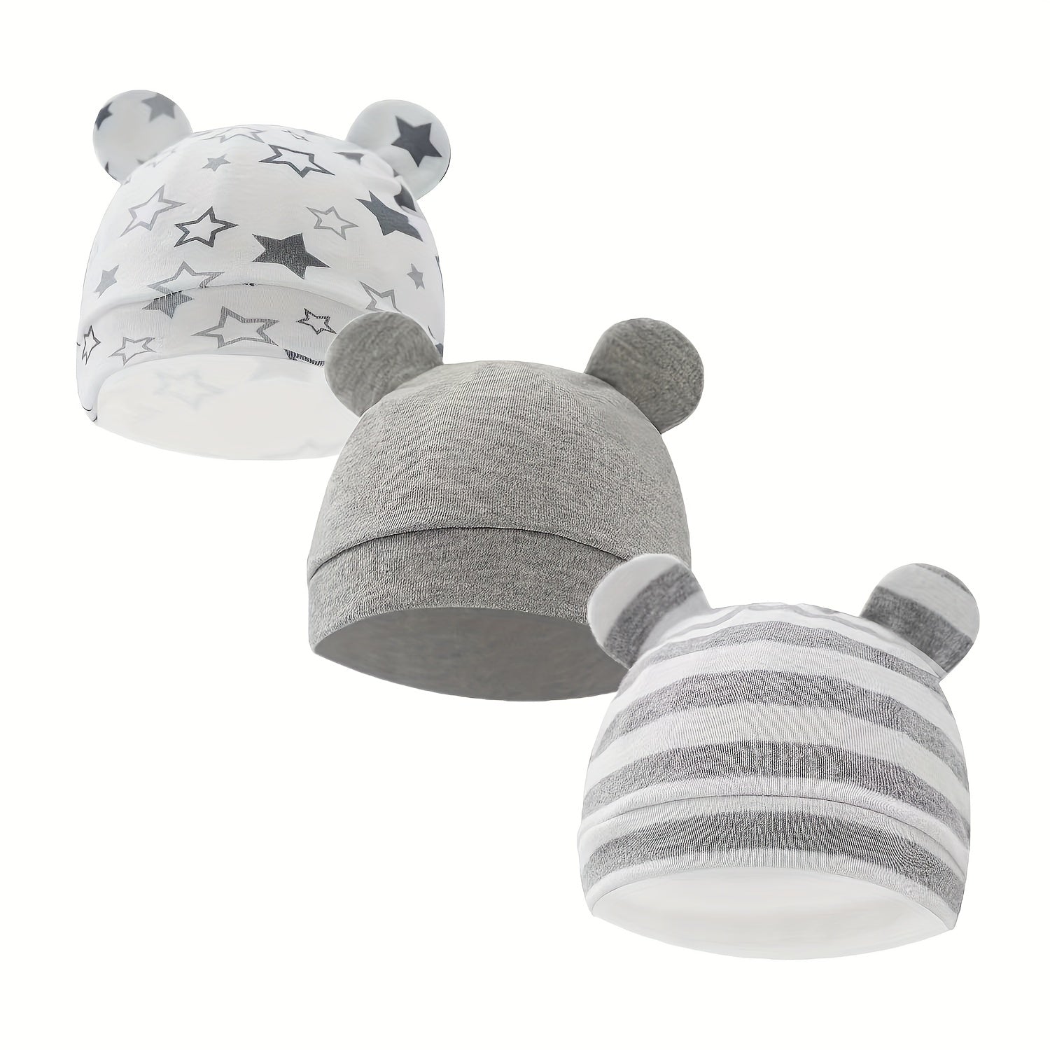 3pcs Baby Stripe Star Bear Ears Cap for Newborn Toddler Baby
