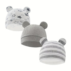 3pcs Baby Stripe Star Bear Ears Cap for Newborn Toddler Baby