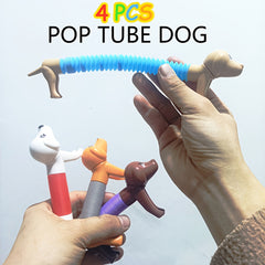 4pcs Stretchy Pop Fidget Toys, Fun Animal Tube Toys for Kids