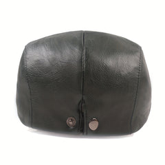 Leather Beret Hat Vintage Flat Caps Solid Cap
