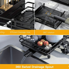 Foldable Dish Rack Double Layer Drain Basket Space-saving Kitchen Accessory