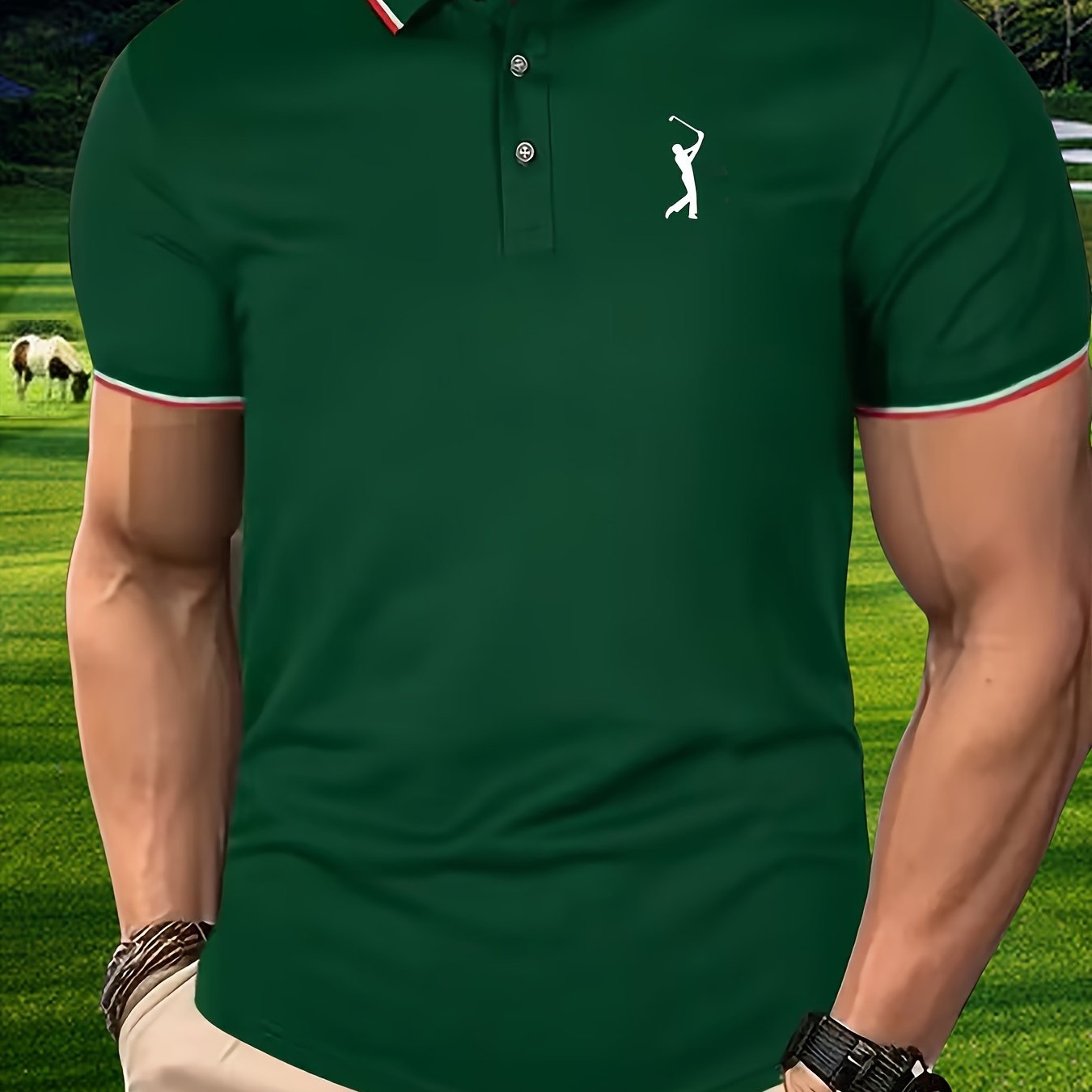 Men's Classic Golfing Graphic Polo Shirt Casual Slightly Stretch