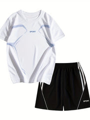 Boy's Quick Drying Sports Suit Breathable Two-piece Shorts & T-shirt Set