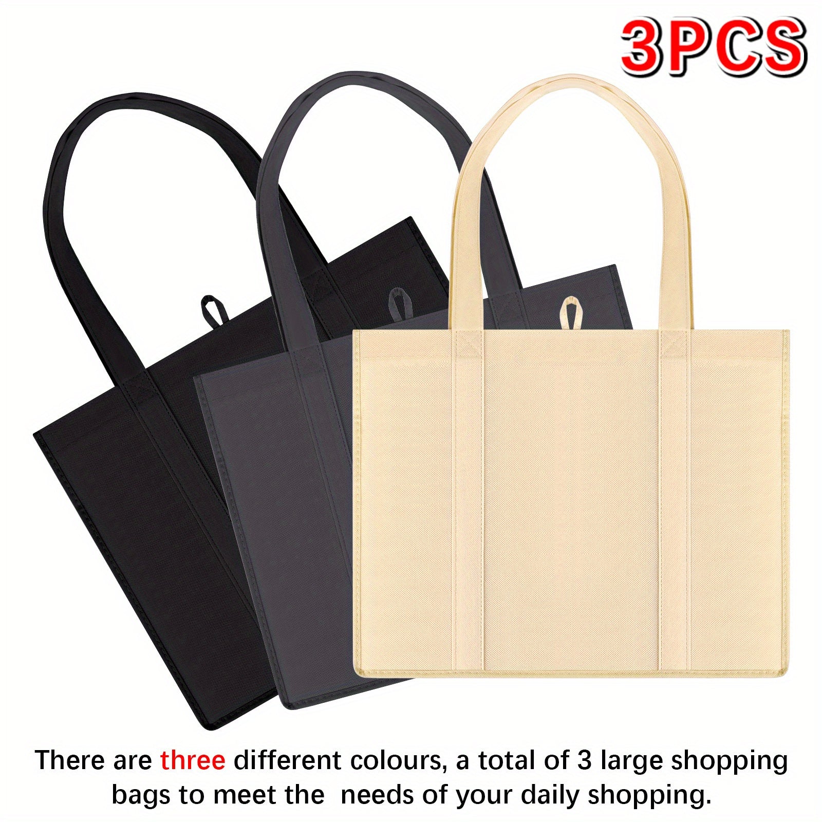 3 Pcs Reusable Grocery Bags Lightweight Storage Handbag