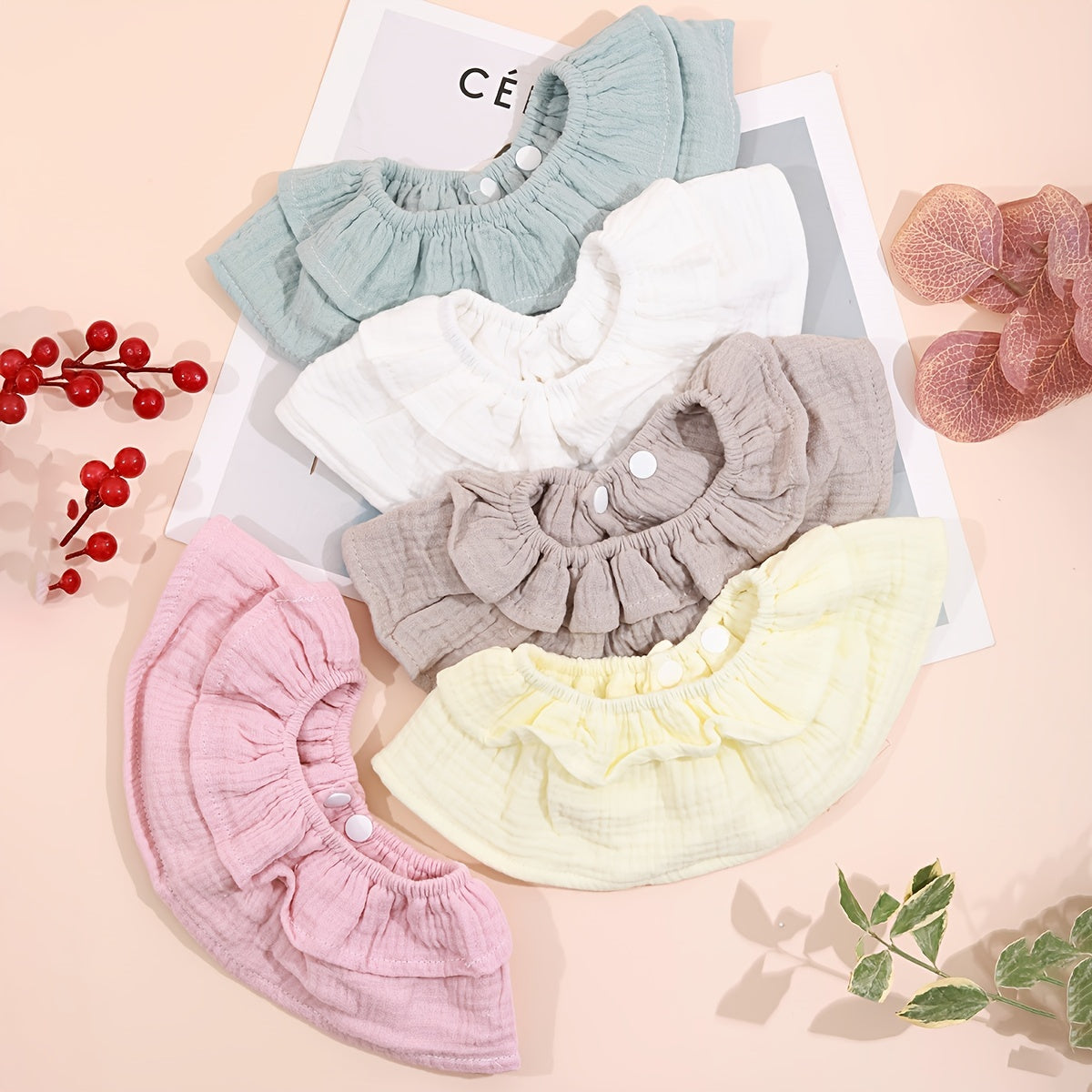 1pc Baby Soft Bib 6 Layer Cotton Infants Plain Crepe Bib Newborn Toddler