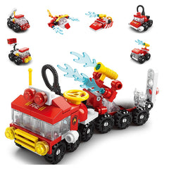 6 in 1 Firefighter Plane Building Blocks Crane Construction Set