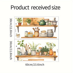 2pcs Greenery Utensil Shelf Wall Stickers for Kitchen
