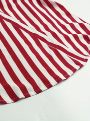 Women's Stripe Print V Neck Stretch Shirt
