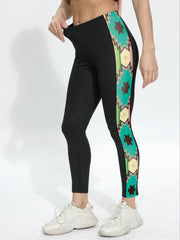 Geometric Print High Waist Tummy Control Yoga Leggings