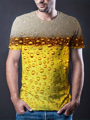 Stylish 3D Beer Graphic Print T-Shirt for Summer
