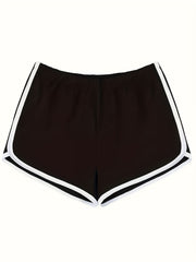 2 Pack Sporty Pajama Shorts Set Women's Plus Size Elastic Waist Home Wear