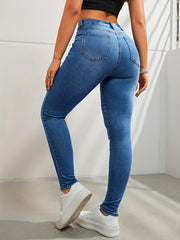 Butterfly Print High Rise Skinny Jeans