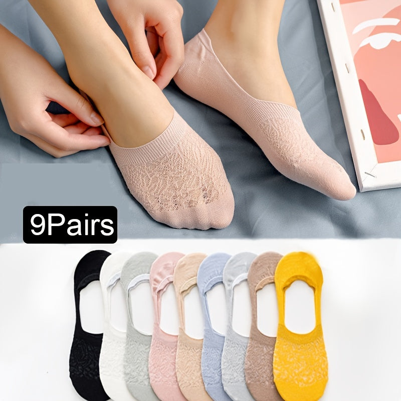 9 Pairs Invisible Breathable Cotton Boat Socks No Show & Liner Women's Stockings
