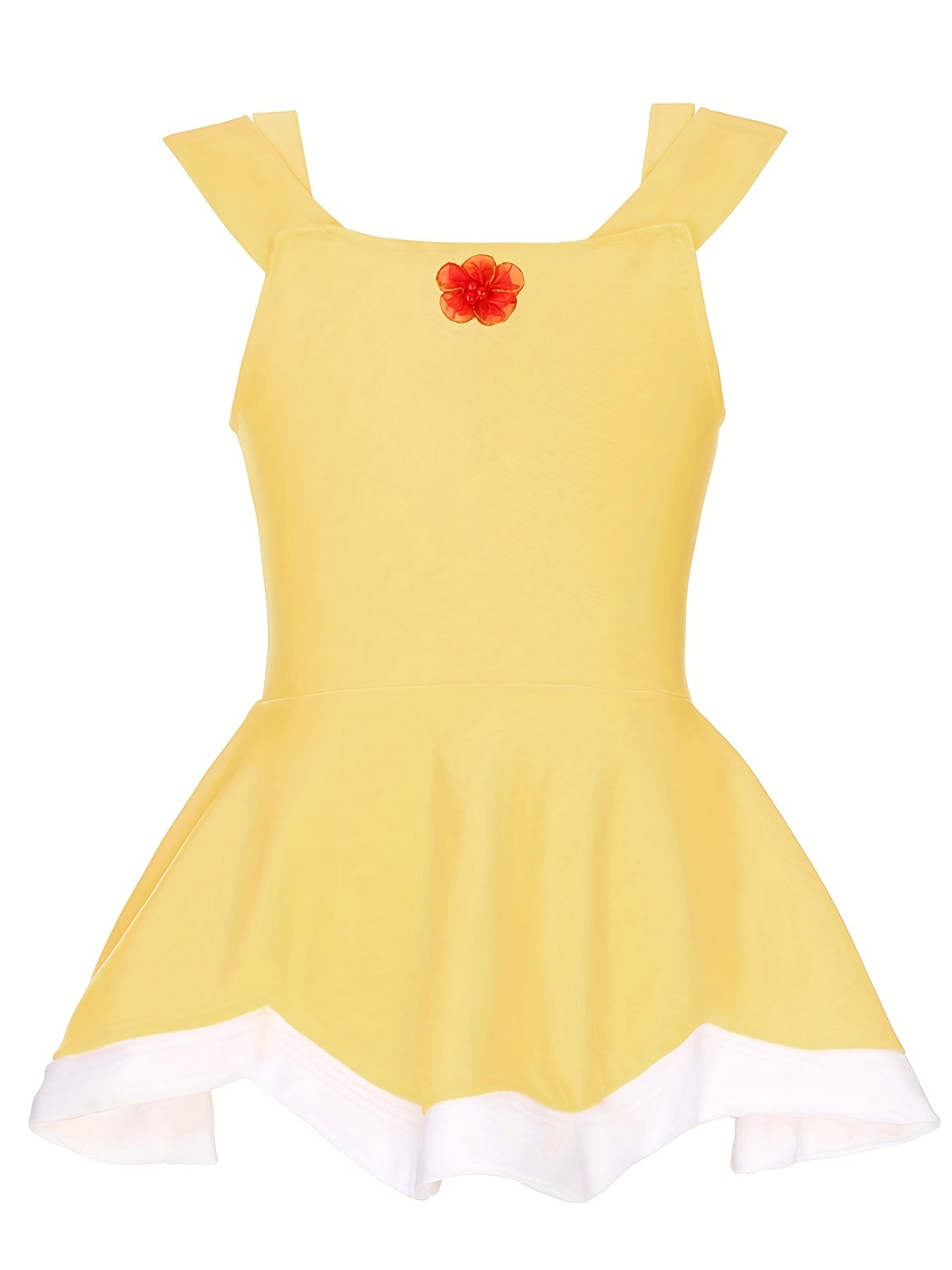 Girls 2pcs Swimsuit One Piece Tankini & Sequin Hairband Ruffle Dress