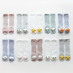 5 Pairs Kids Mesh Knee High Socks Cartoon Doll Stockings Anti-mosquit Stockings