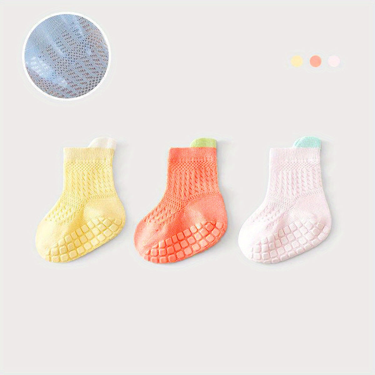 6 Pairs Baby Girls Mesh Crew Socks 1-3 Years