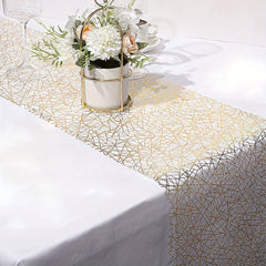 Golden Metallic Linen Table Runner for Wedding Parties