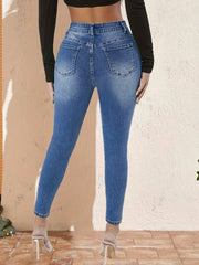High Waist Stretchy Skinny Jeans Slim Fit Denim Pants