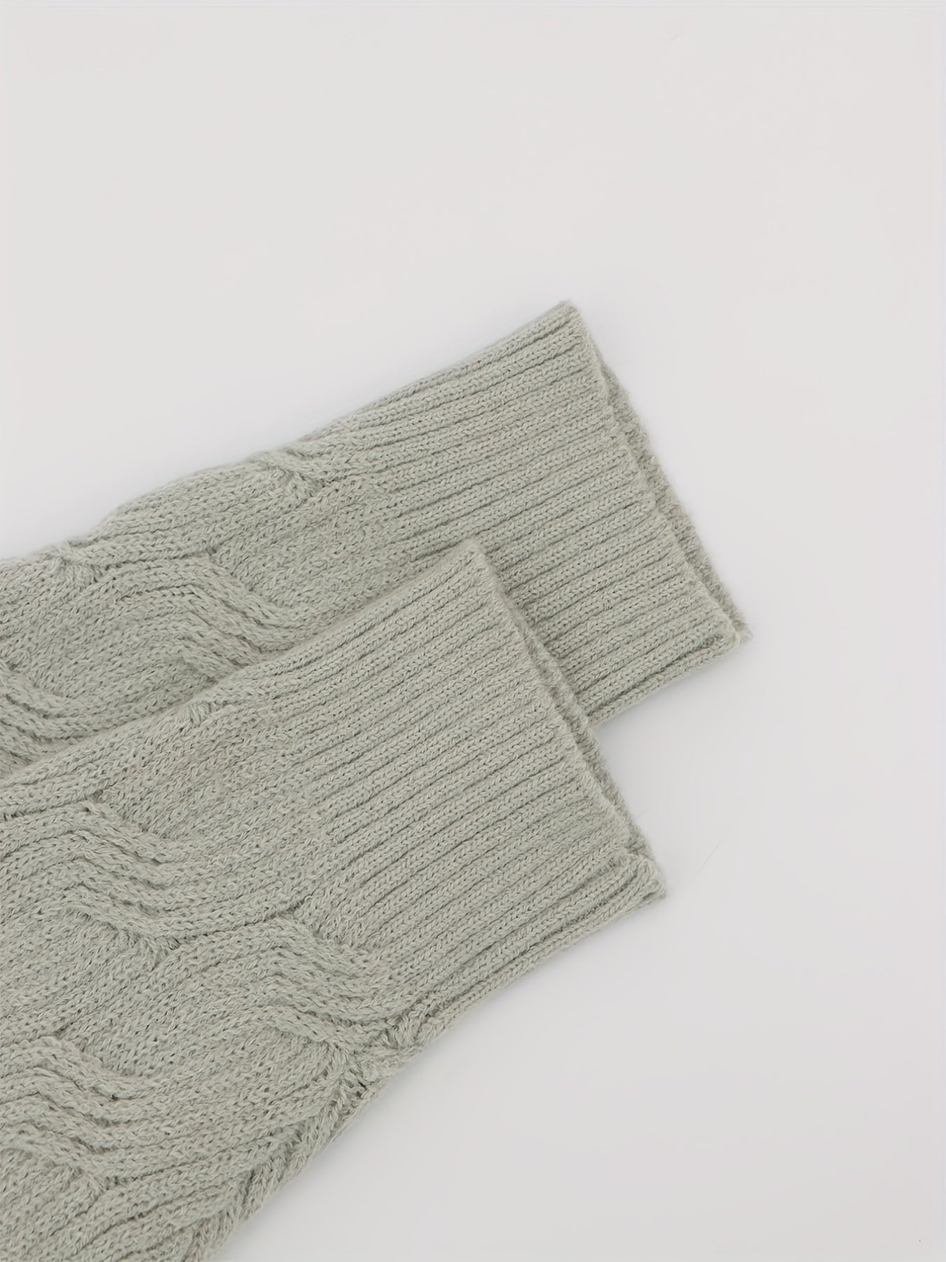 Solid Cable Long Sleeve Sweater V Neck Jumper