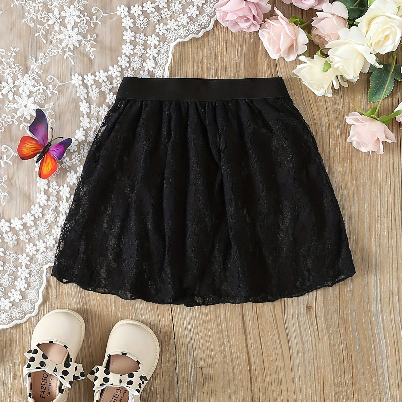 Girls Solid Lace Ballet Skirt for Dance Practice Performance Sports