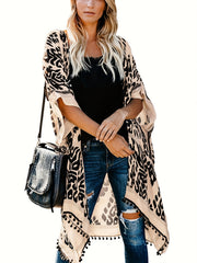 Pom Pom Half Sleeve Cover Up V Neck Soft Kimono Beach Blouse