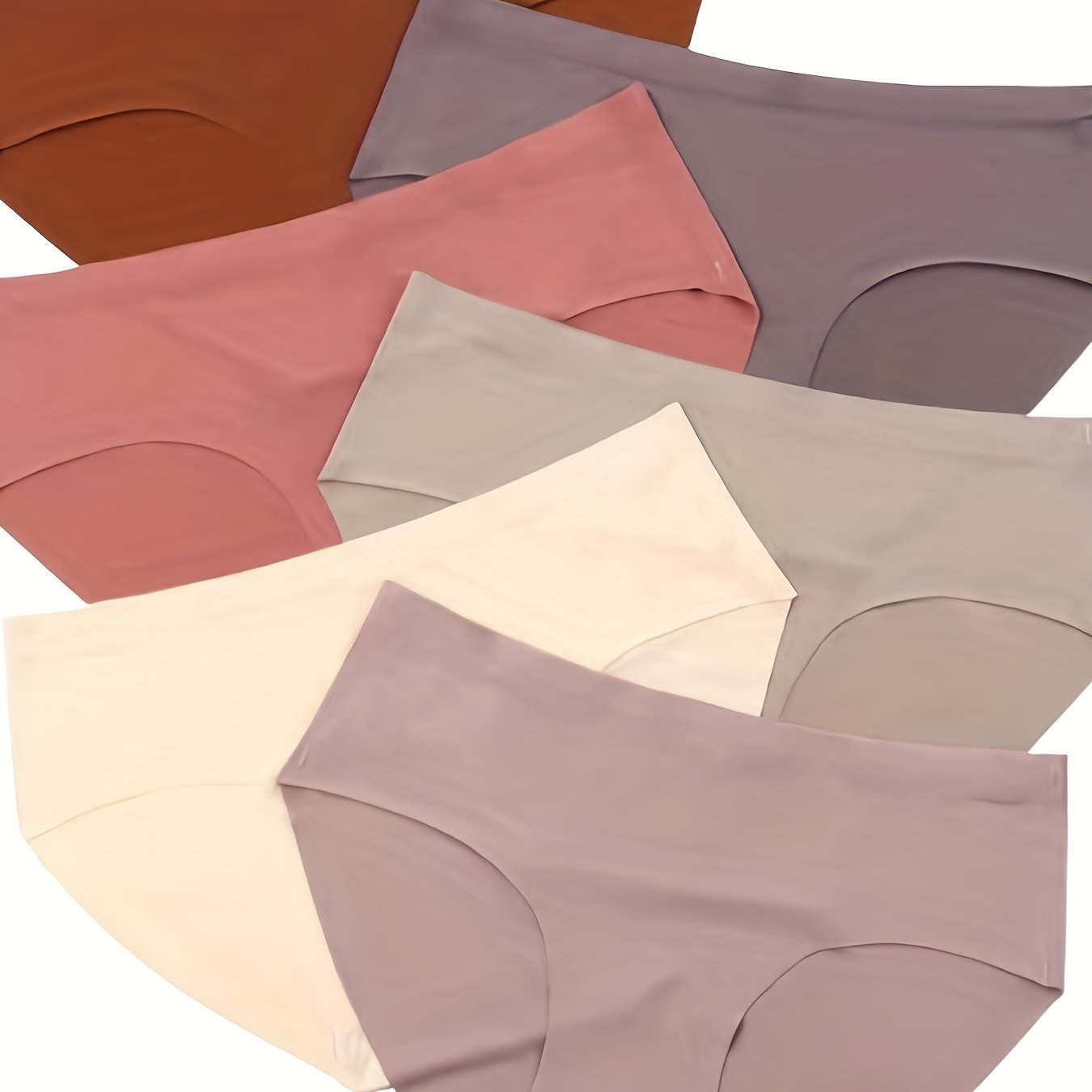 6pcs Seamless Solid Briefs Mid Rise Stretchy Panties Women's Lingerie