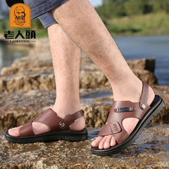 LAORENTOU Men's Faux Leather Non Slip Sandals