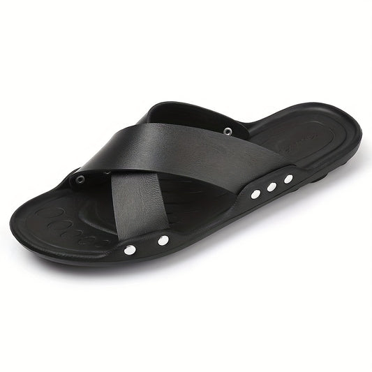 Men's Solid Breathable Slides Casual Slippers For Outdoor