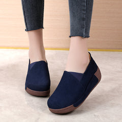Women's Platform Slip On Loafers Solid Comfortable Non Slip Shoes