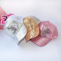 Sequin Mesh Baseball Cap Sun Protection Hat For Outdoor Holiday
