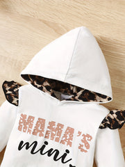 Leopard Pattern Baby Girls Hoodie and Pants Set for Winter