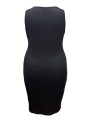 Casual Summer Dress Women's Plus Letter & Splash Print Scoop Neck