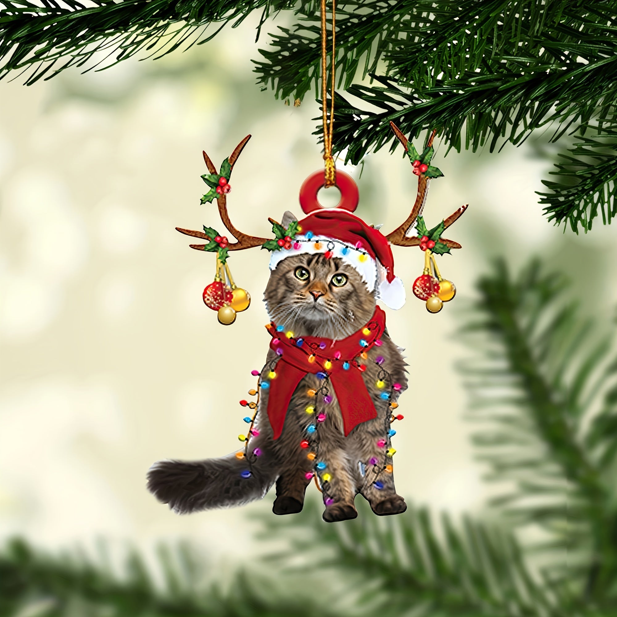 Maine Coon Cat Christmas Hat Reindeer Mirror Accessory