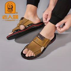 LAORENTOU Men's Leather Outdoor Hiking Sandals