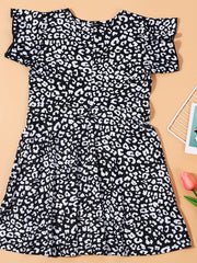 Vintage Leopard Dress Short Sleeve Casual Dress For Summer