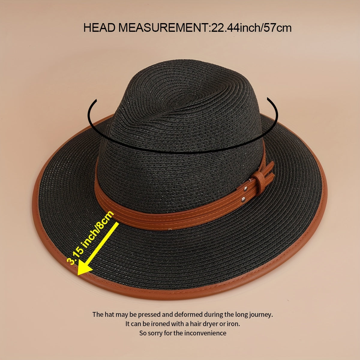 Straw Fedora Cap Plain Casual Jazz Hat Unisex Sunscreen Cowboy Hat