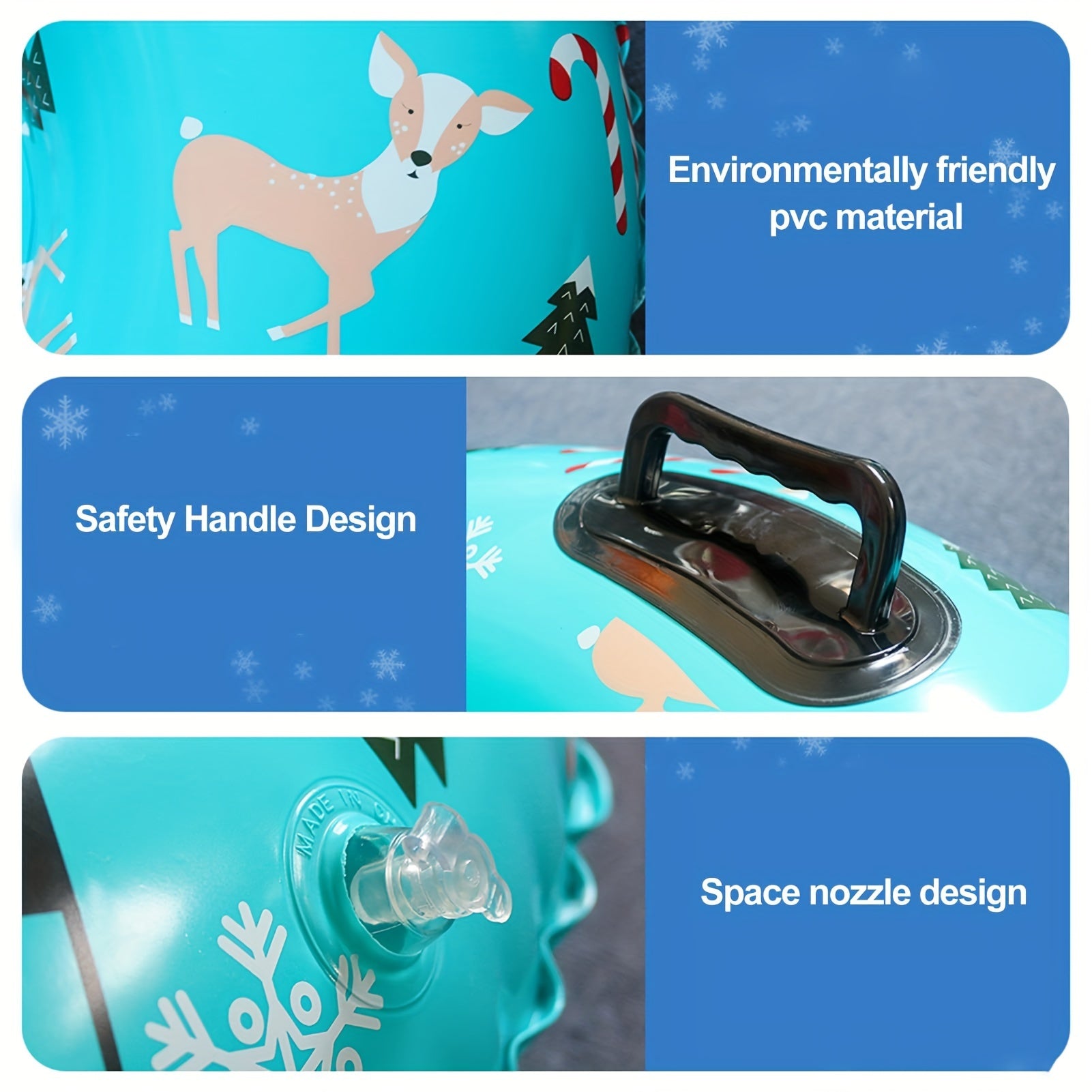 Snow Tube 31.5in Shockproof Skiing Circle Thick Base Leakproof Snowflake Print