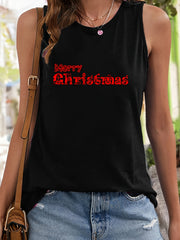 Christmas Crew Neck Tank Top Women's Clothing
