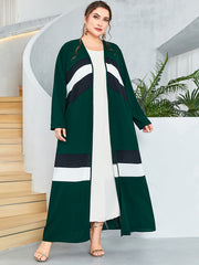 Striped Kaftan Dress Women's Abaya Robe Arabian Dress