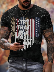3D Print Tee Shirt Men's Casual Street Style Stretch Round Neck Summer
