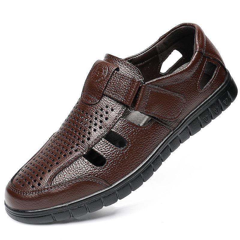 Men's Closed Toe Sandals Hook and Loop Fastener Non Slip Casual Shoes
