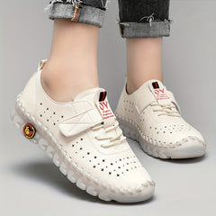 Women's Hollow Out Flat Sneakers Low Top Hook & Loop Shoes