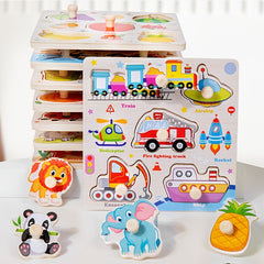 Wooden Learning Puzzles for Preschoolers - Letter Shapes Animal