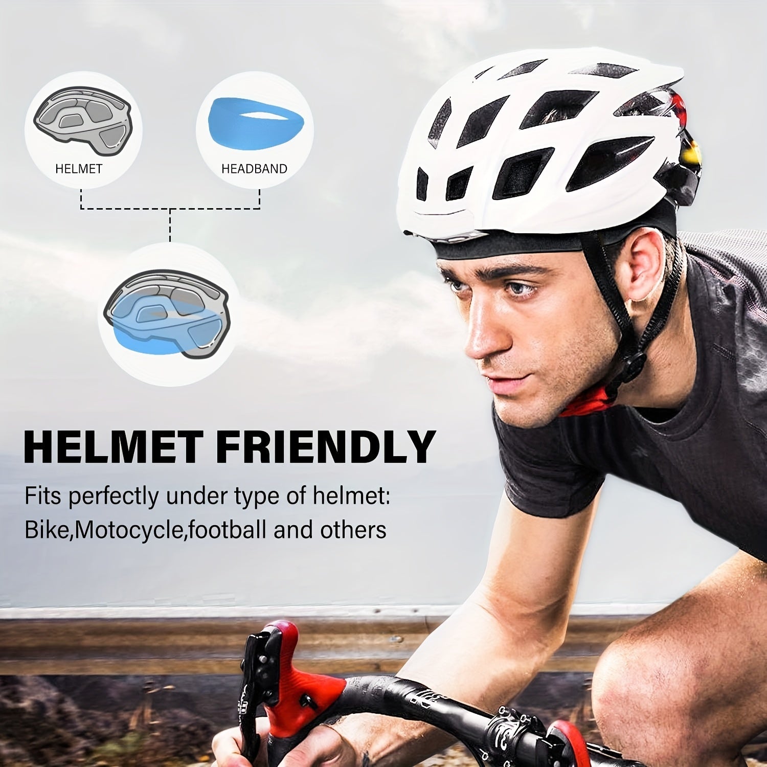 3pcs Outdoor Non Slip Sweatband Set Lightweight Elastic Hairband