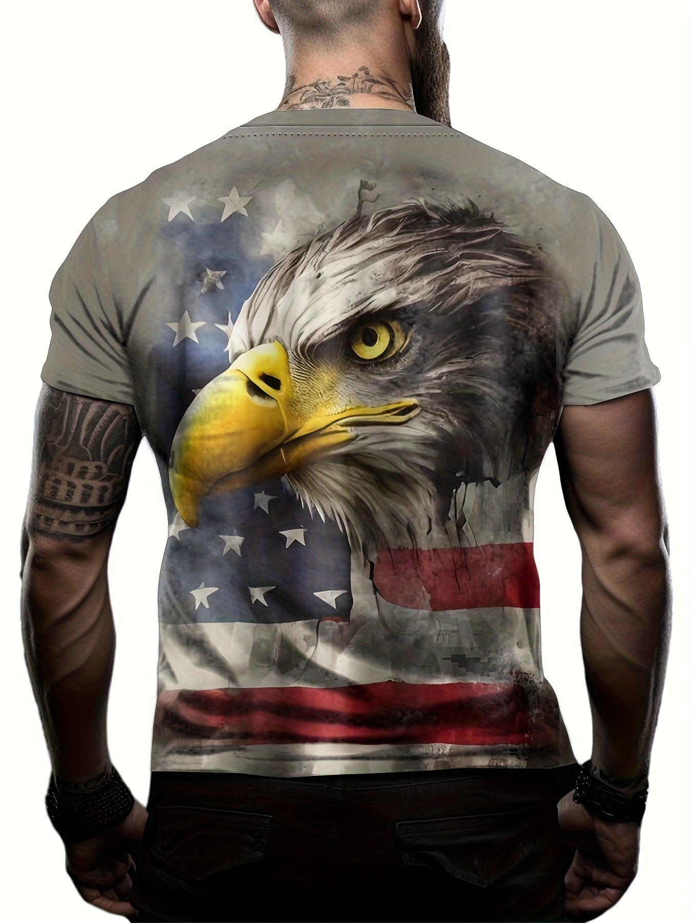 Eagle Pattern Men's Short Sleeve Graphic Tee Summer Clothes