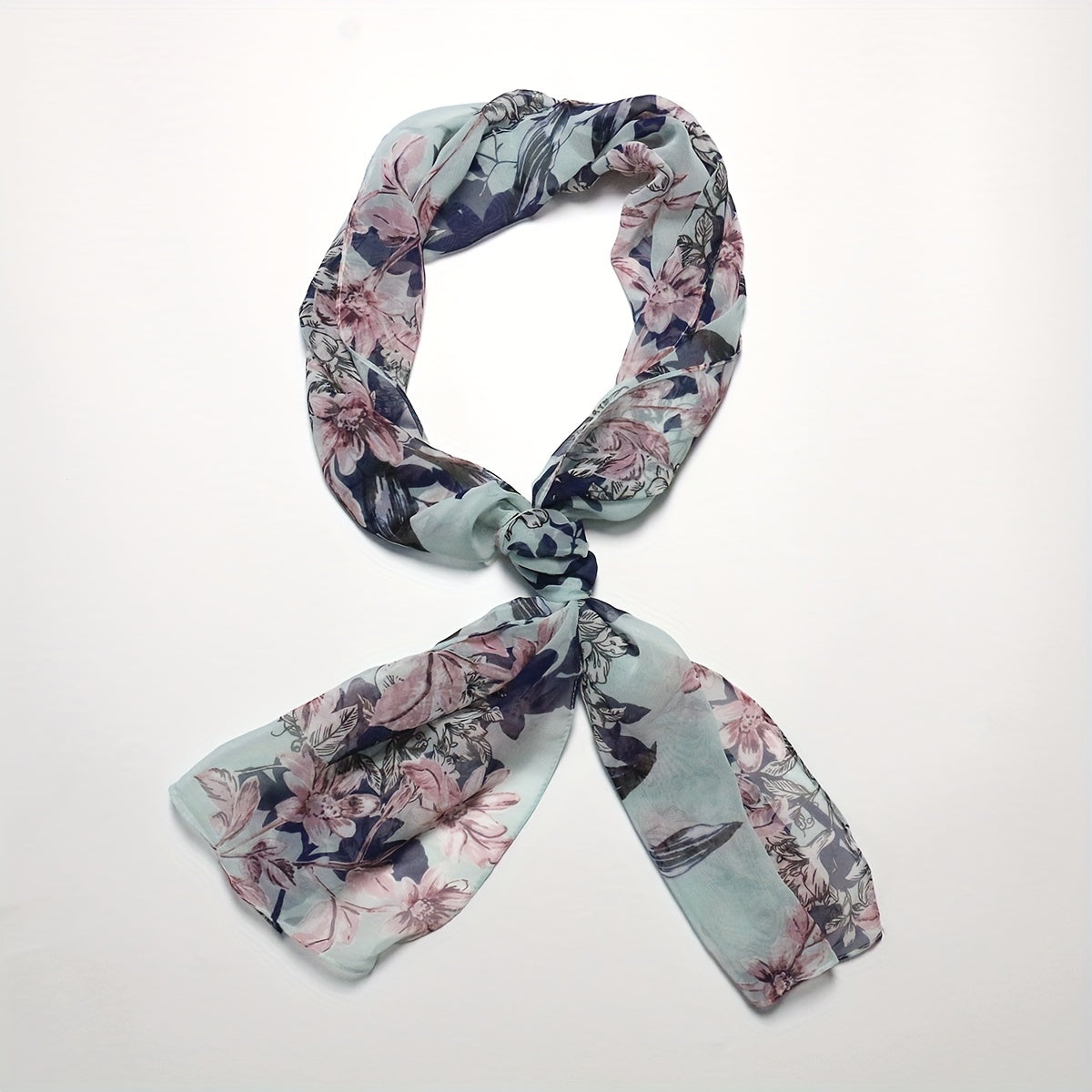 Vintage Flower Print Chiffon Scarf Long Shawl Head Wrap