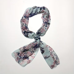 Vintage Flower Print Chiffon Scarf Long Shawl Head Wrap