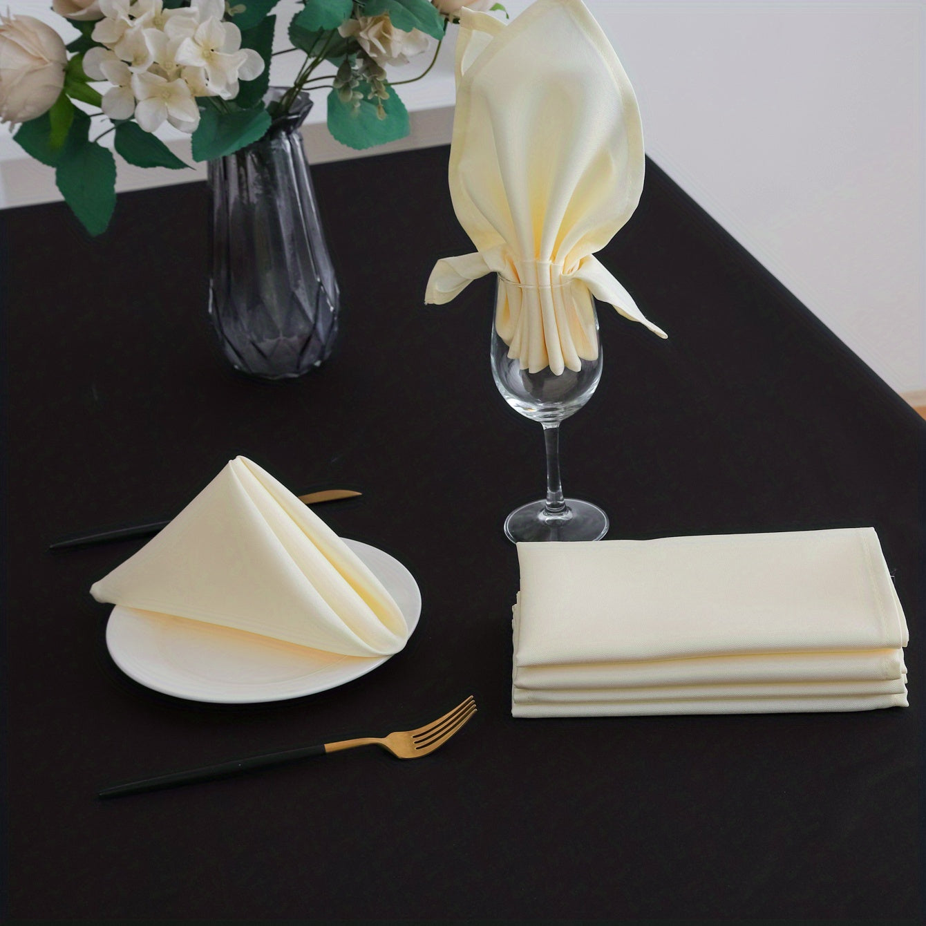 6pcs Square Cloth Napkins Soft Washable Table Napkin for Dinner Cocktail Wedding