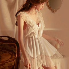 Polka Dot NightDress V Neck Backless Pajama Dress